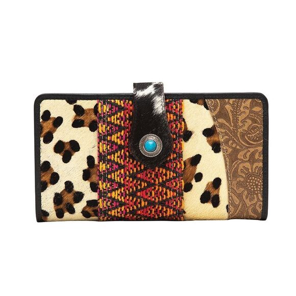 Myra Bag Handmade Wink Wallet Leather & Hairon Canvas & Cowhide Leather - Picture 1 of 6